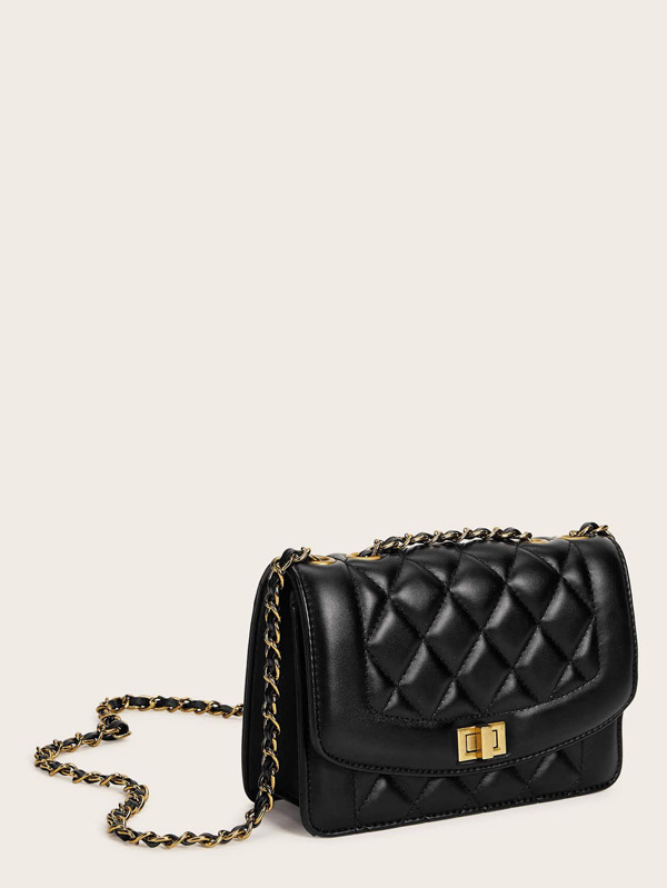 Twist Lock Quilted Chain Bag