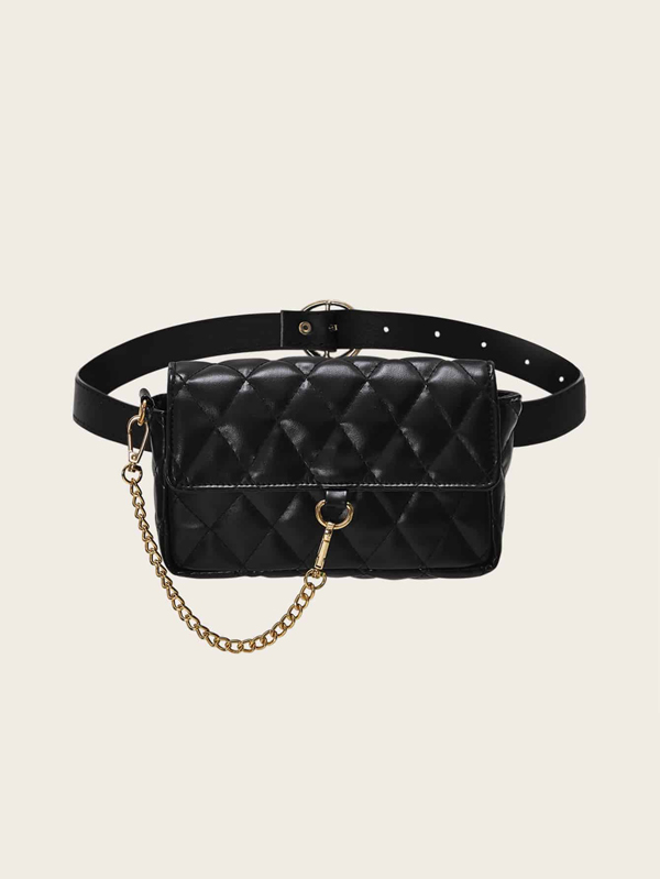 Chain Decor Quilted Bum Bag
