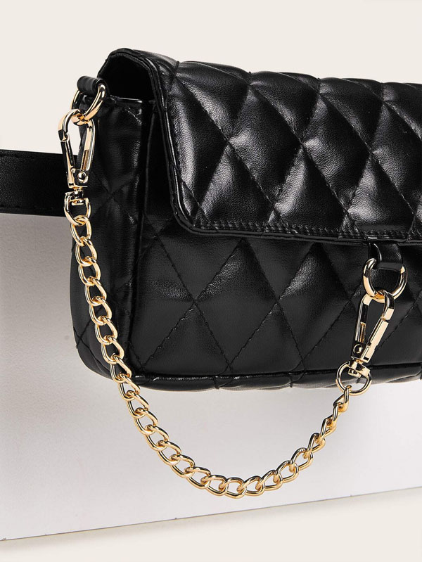 Chain Decor Quilted Bum Bag