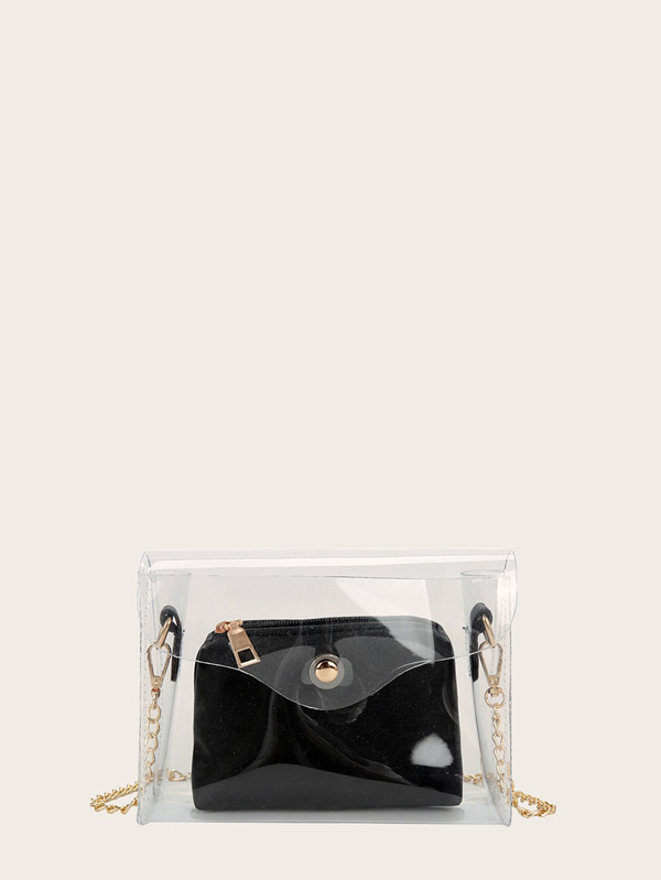 Clear Chain Bag With Inner Pouch