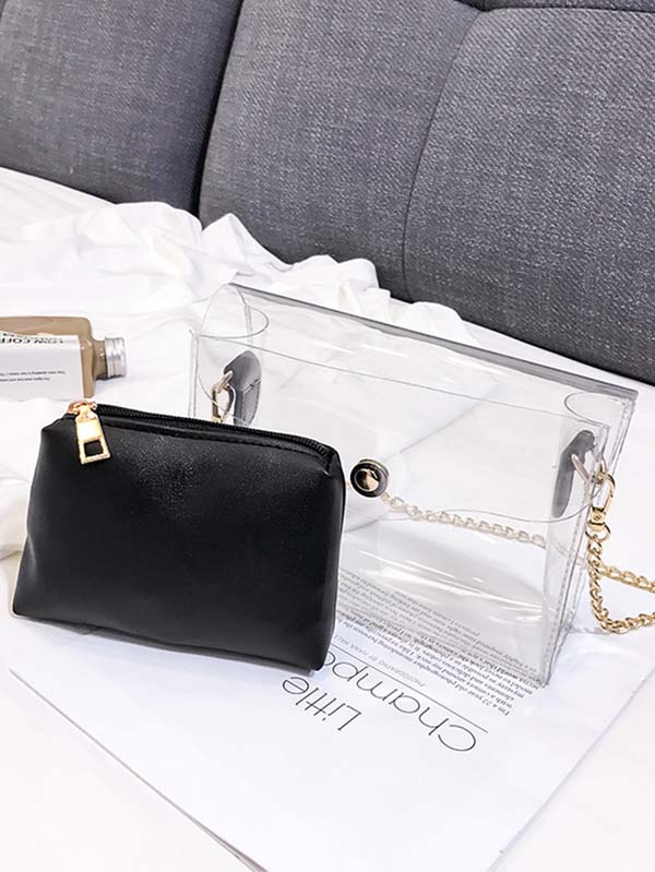 Clear Chain Bag With Inner Pouch